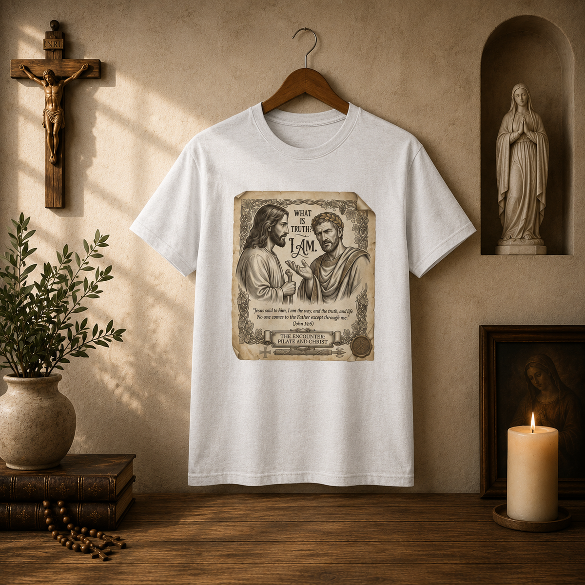 What Is Truth? — John 14:6 Stone Relief Christian T-Shirt