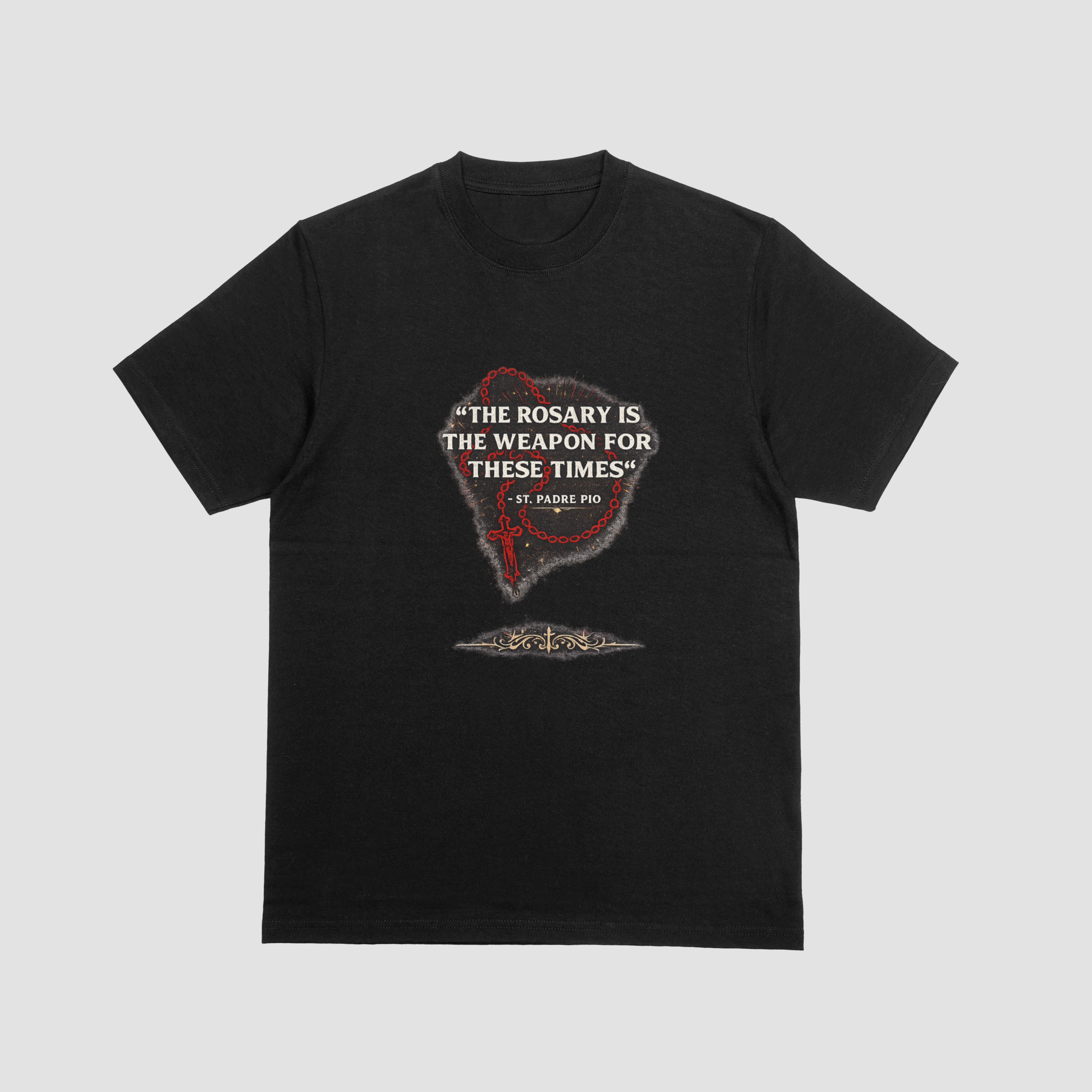 The Rosary Is the Weapon for These Times – St. Padre Pio T-Shirt