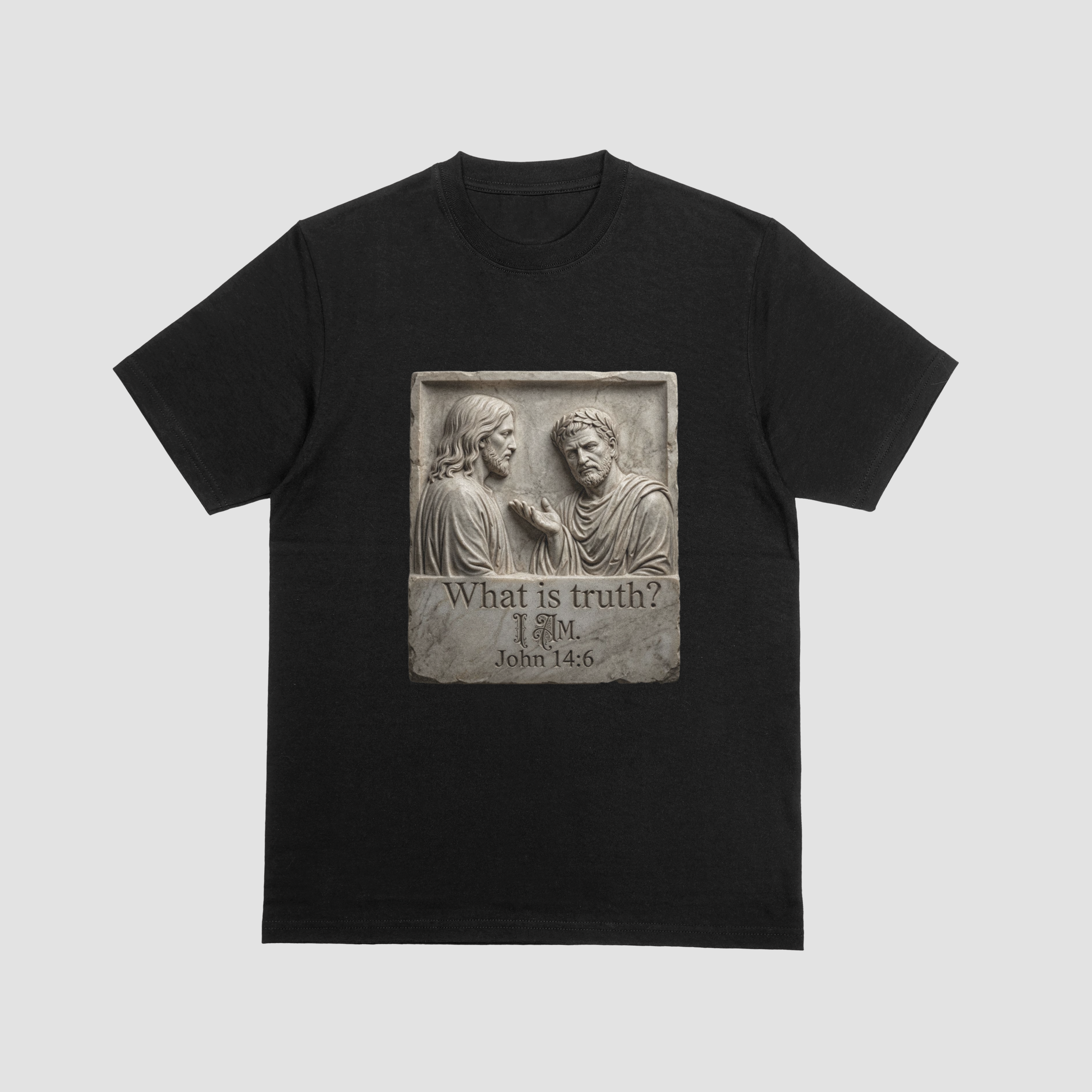 What Is Truth? — John 14:6 Stone Relief Christian T-Shirt